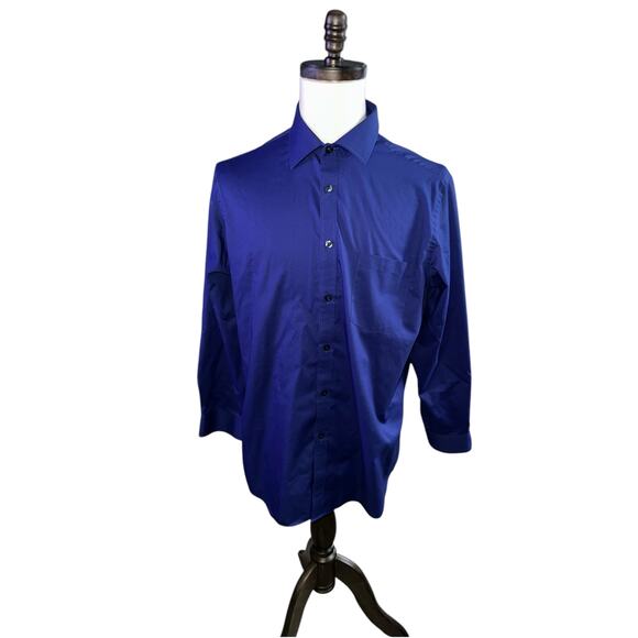 Michael Kors Blue Men's Dress Shirt Regular Fit Large - Picture 1 of 4